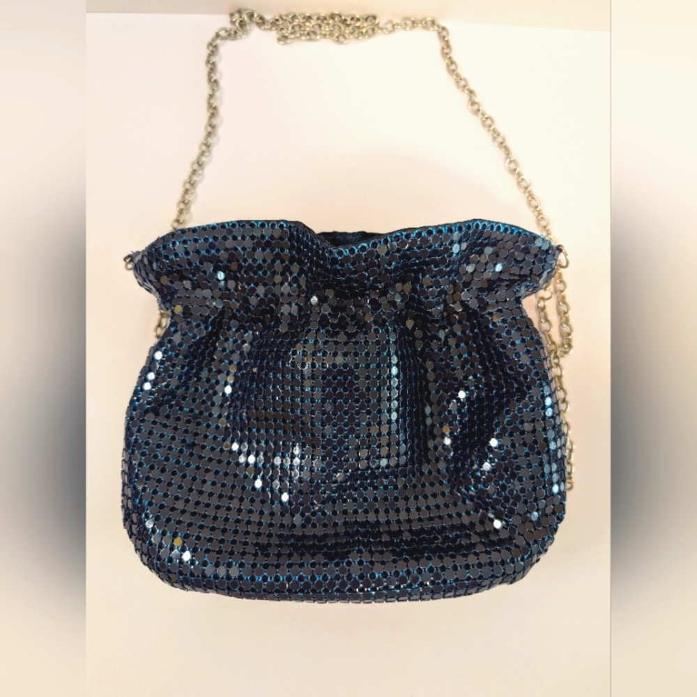 Parfois Blue Metal Mesh Evening Bag Shoulder Bag Crossbody Purse